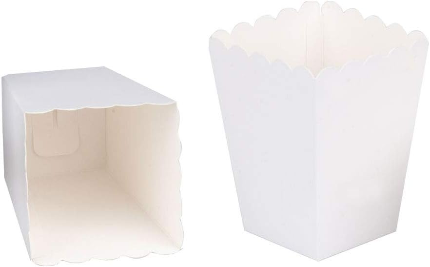 YESON White Popcorn Boxes Mini Paper Popcorn Box for Party,Pack of 36