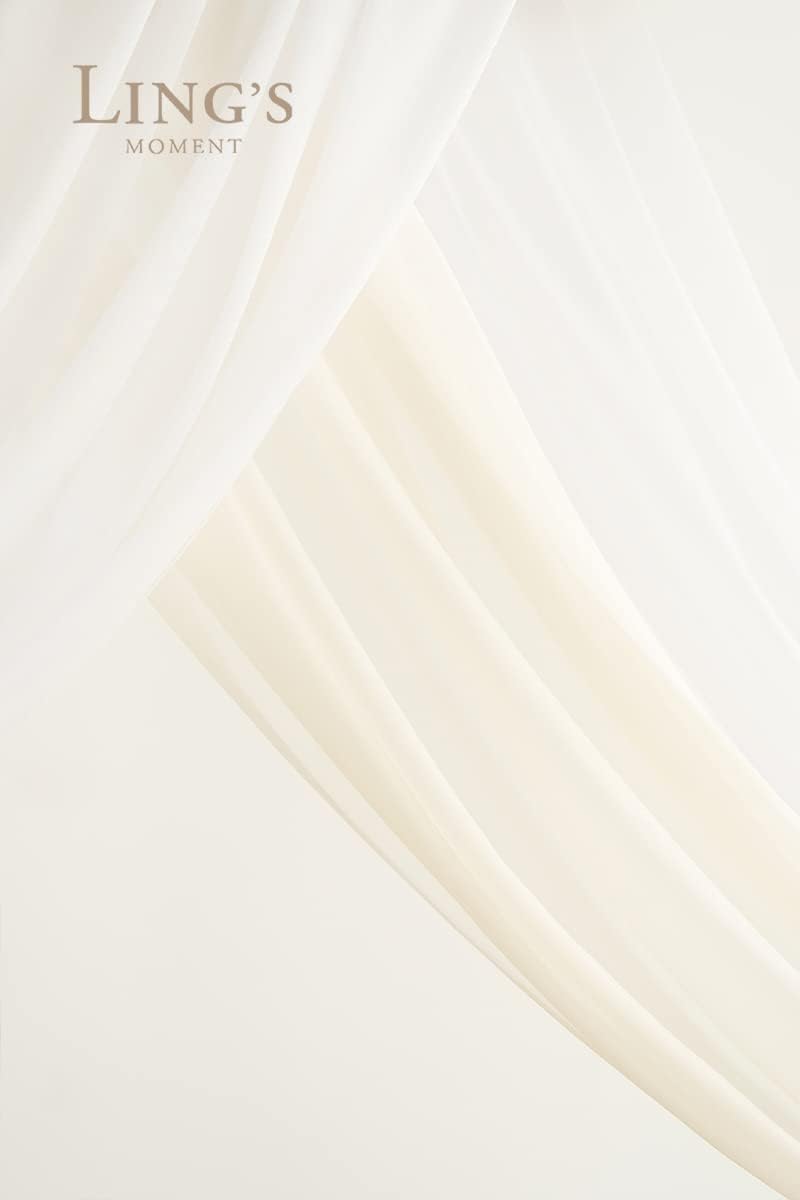 Ling's moment Artificial Wedding Arch Flowers Kit Pack of 4, 2pcs Hanging Silk Flowers Arrangement 2pcs Chiffon Drapes Ceremony Spring Fake Rose Arbor Backdrop White Sage Floral Party Outdoor Decor