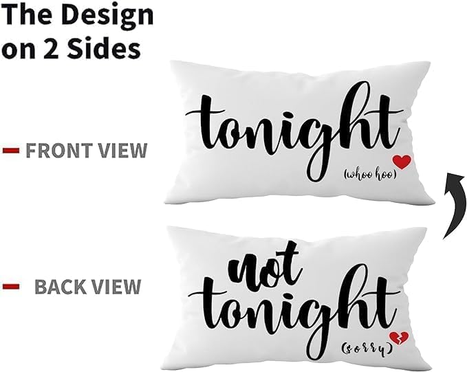 Mancheng-zi Funny Couples Reversible Soft Pillow Cover, Wedding Anniversary Bridal Shower Gifts, Gift for Couples, Anniversary, Wedding, Engagement, 20X26 Inch Flannel Cushion Cover for Couch (White)