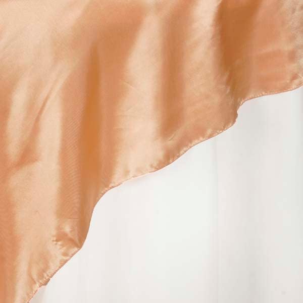 TABLECLOTHSFACTORY 72" Satin Square Table Overlay for Wedding Catering Party Table Decorations Peach (Table Toppers)-Pack of 5