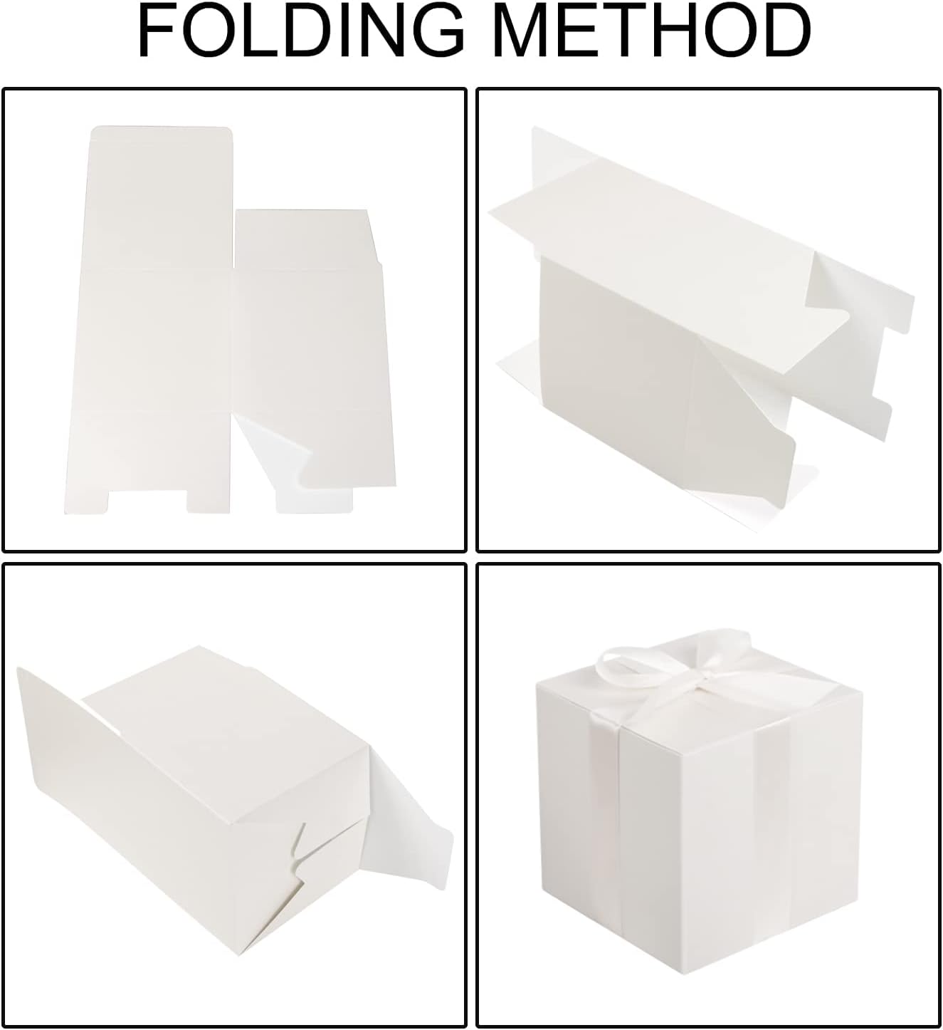 COTOPHER Small Gift Boxes 25 Pack 5x5x5 inches White Gift Boxes with Lids for Gifts, Crafting, Wedding Party Favor, Cupcake Boxes, Candy, Bridesmaids Proposal Box with Ribbons and Stickers