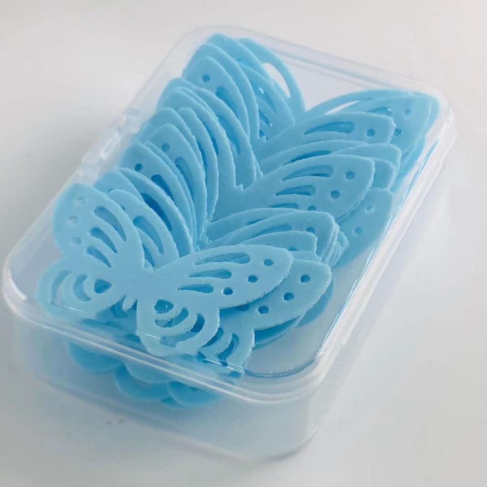 Edible Flowers Edible leaves &Edible butterflies Wafer Paper Cake Cupcake Toppers for Decorating Rice Paper Flower Food Decorations for Baking Girl Birthday Party Mix Size Color (Blue butteflies 60)