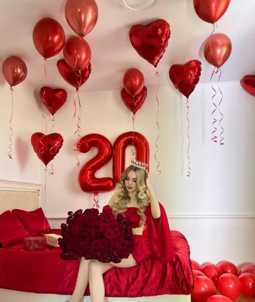 40 Inch Big Red Number 2 Balloon Birthday Decoration, Number 2 Helium Balloon 12 20 22 23 24 26 28 32 42 Celebration, Boy Girl Baby Anniversary Party Graduations Supplies Decorations