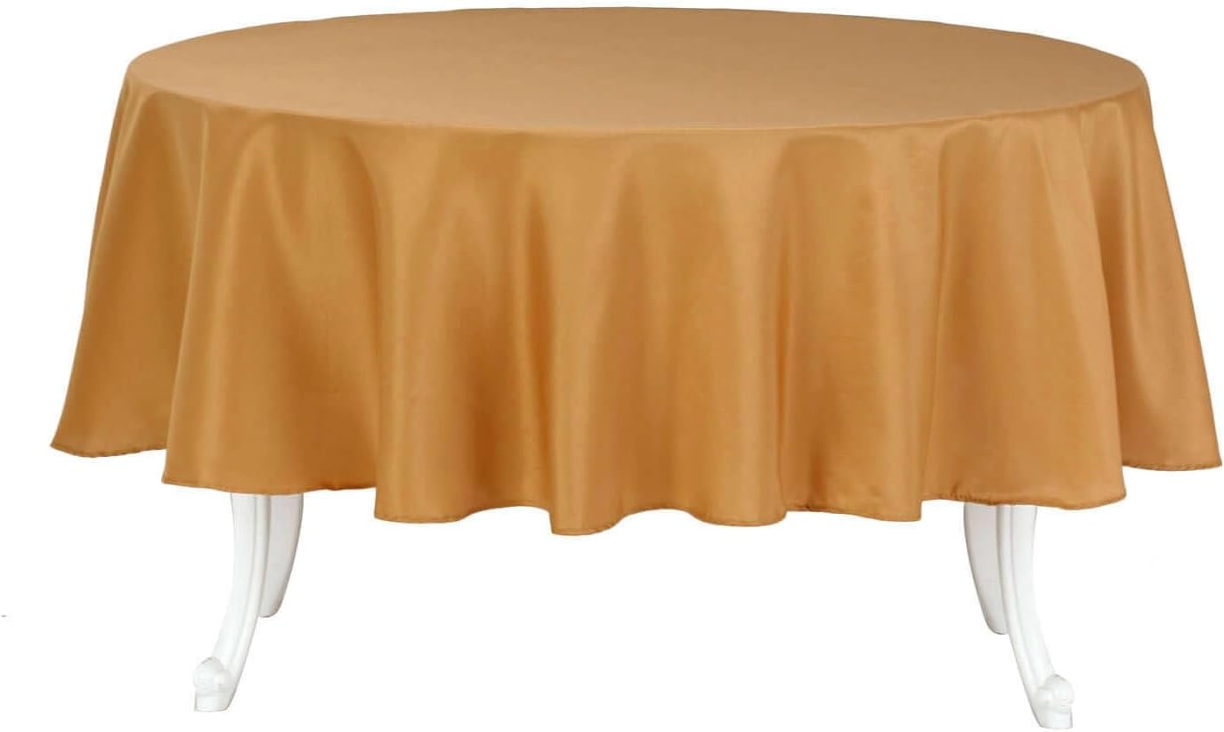 Efavormart Round Tablecloth, 90 Inch Stain & Wrinkle Resistant Washable Table Cloth, Decorative Polyester Fabric Table Cover for Banquet, Wedding, Dining- Gold