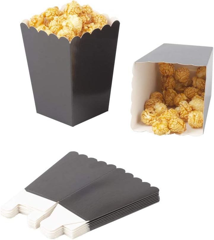 YESON Black Popcorn Boxes Mini Paper Popcorn Box for Party,Pack of 36