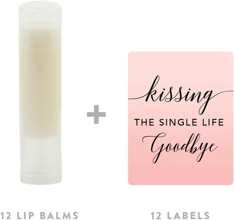 Andaz Press Blush Pink Rose Elegant Bridal Shower Engagement Party, Lip Balm Chapstick Favors, Kissing The Single Life Goodbye, 12-Pack, Bridal Shower Bachelorette Party Favors Bachelorette Chapstick