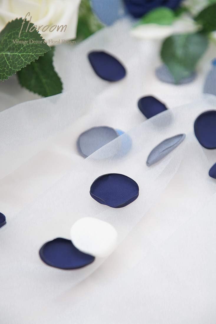 Floroom 500pcs Rose Petals Dusty Blue Navy Faux Silk Flower Petals for Wedding Flower Girl Basket Aisle Scatter Dinner Table Centerpieces Party Confetti Decoration Romantic Night Home Decor