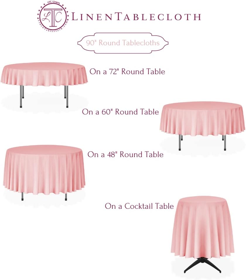 LinenTablecloth Round Polyester Tablecloth, 90-Inch, Gold