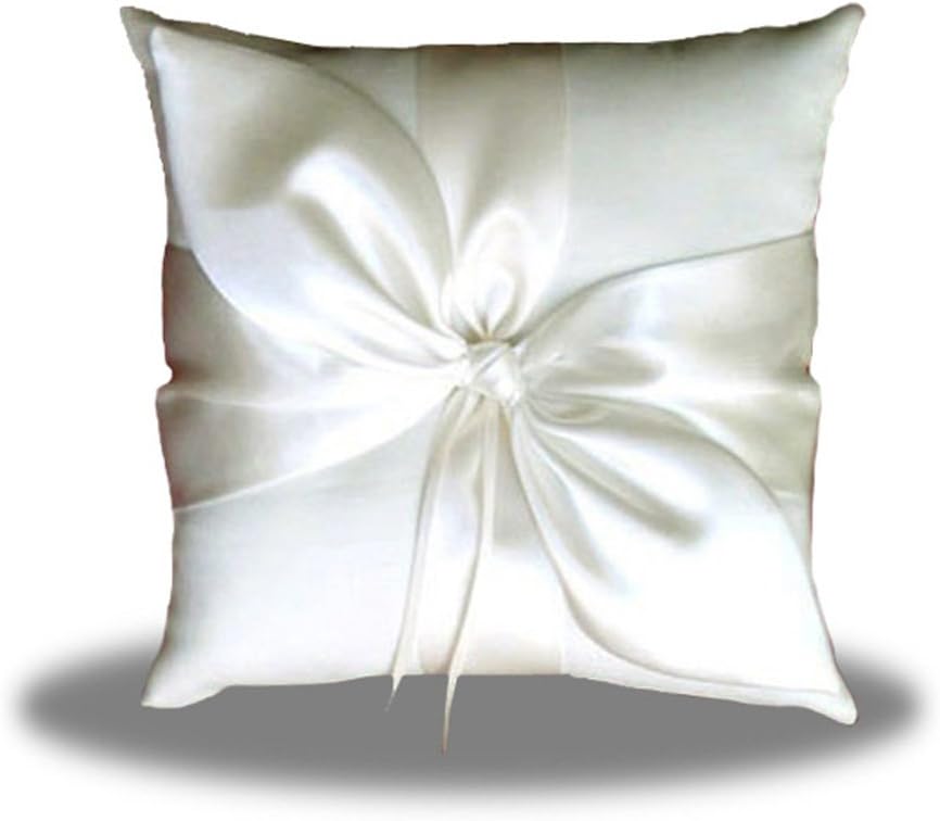 SACASUSA Ivory Satin Bow Wedding Ring Pillow Bearer
