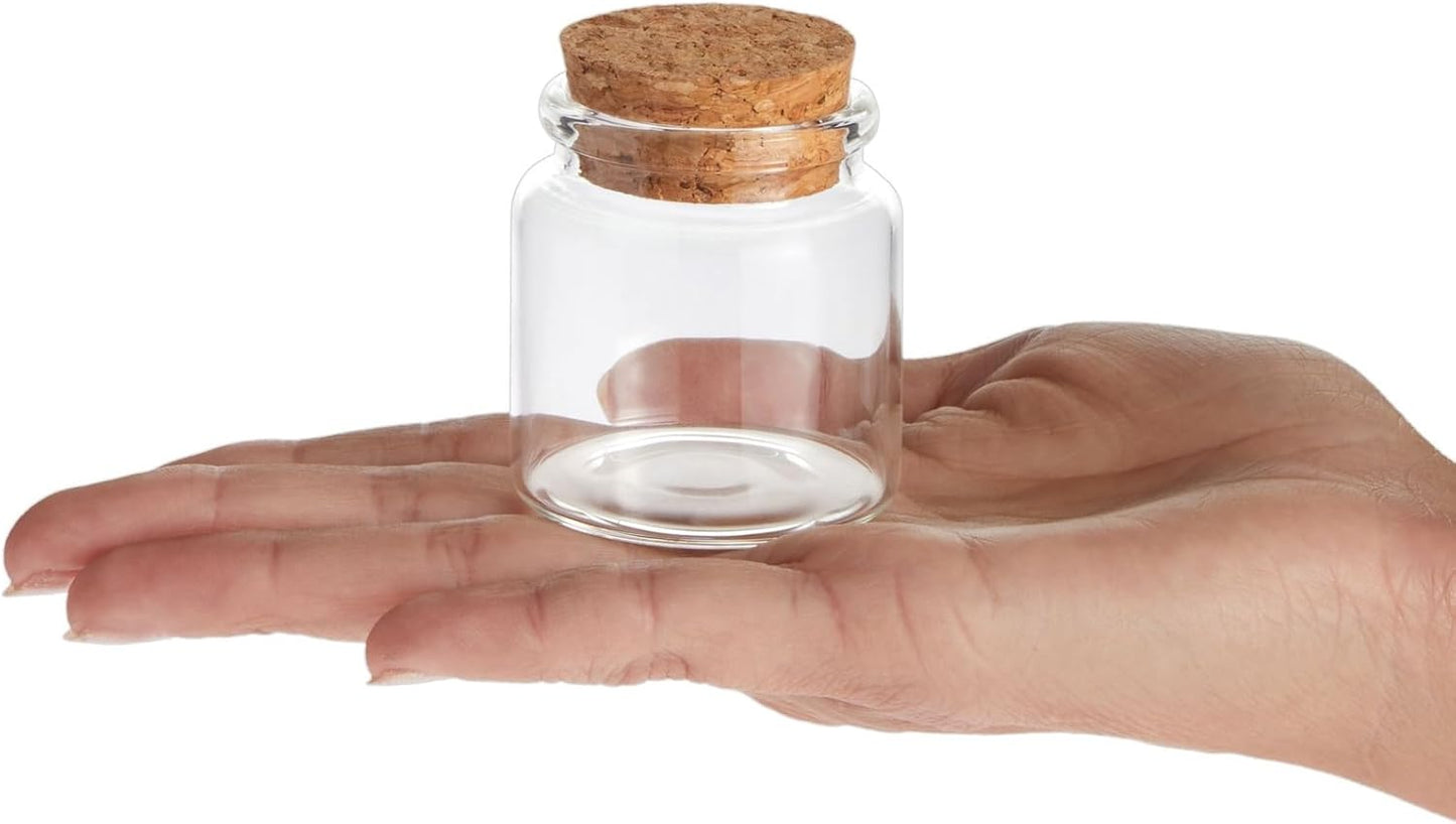 Bright Creations Spell Jars - 50ml, Clear, 12 Pack - Mini Glass Jars with Cork Lids & Apothecary Bottles for DIY Witchcraft, Bridal Shower Favors & Wedding Party Favors for Guests