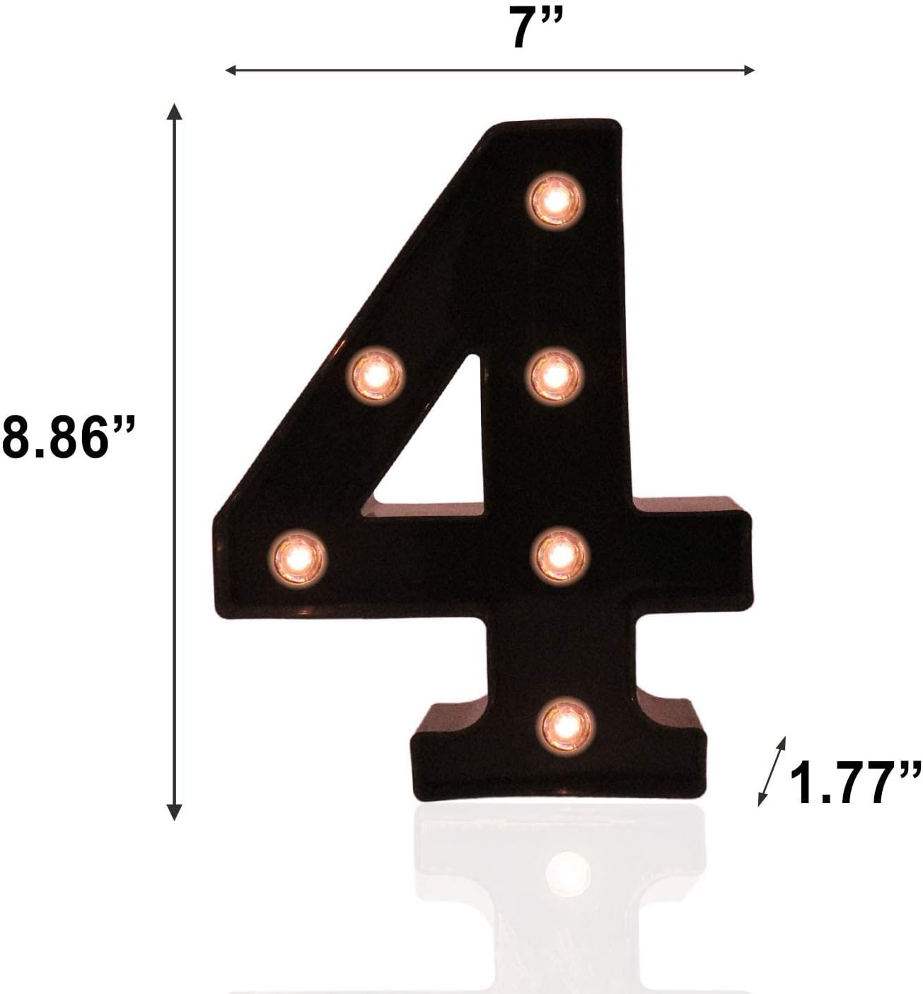 OYCBUZO Light Up Black Alphabet Marquee Number Sign LED Marquee Number Lights Sign for Night Light Home Bar Christmas Lamp Birthday Party Wedding Decoration 4