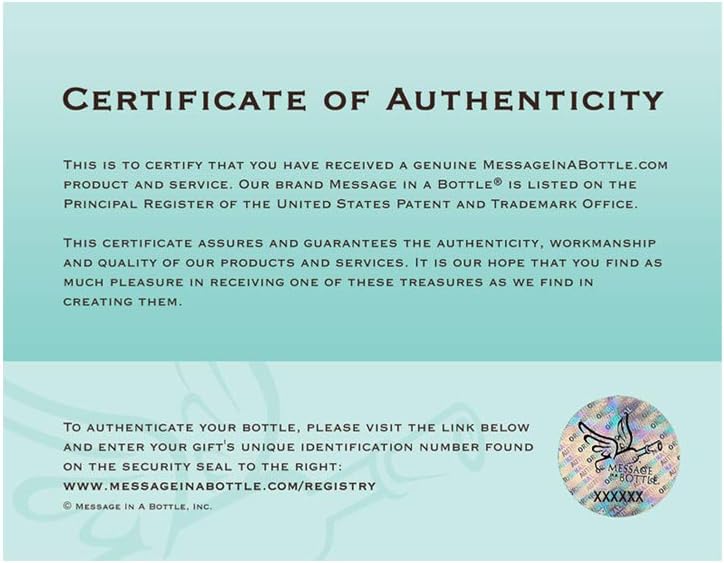 MESSAGE IN A BOTTLE ® "PROMISE Personalized Gift for Him or Her