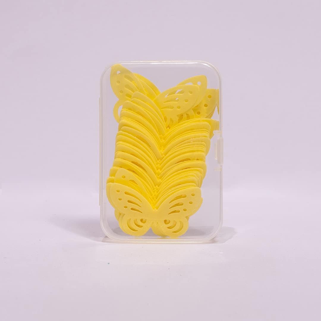 Edible Flowers -Edible leaves -Edible butterflies Wafer Paper Cake Cupcake Toppers for Decorating Rice Paper Food Decorations for Baking Girl Birthday Party (Yellow butterflies60)