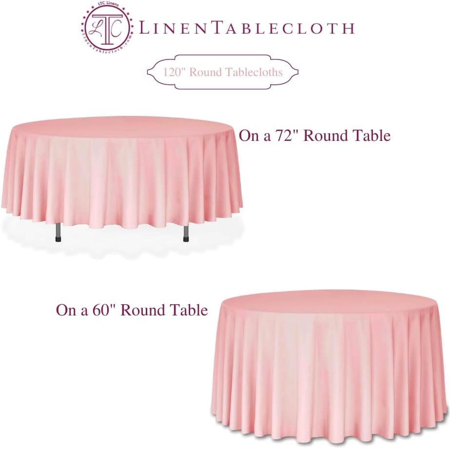 LTC LINENS 10 Pack 120 Inch Round Tablecloth Beige for 60 Inch Round Table - Bulk Round Table Cover - Washable, Wrinkle Resistant Polyester Fabric Cloth for Wedding, Party