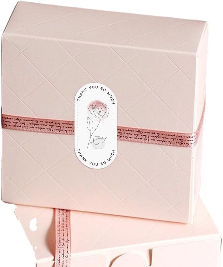 500 Pieces Large Thank You Stickers, Gift Flower Decorative Wrapping Stickers, Suitable for Boxes and Bags Outer Labels Seal Decals Gift Boxes Decoration. (Blossom Thanks)
