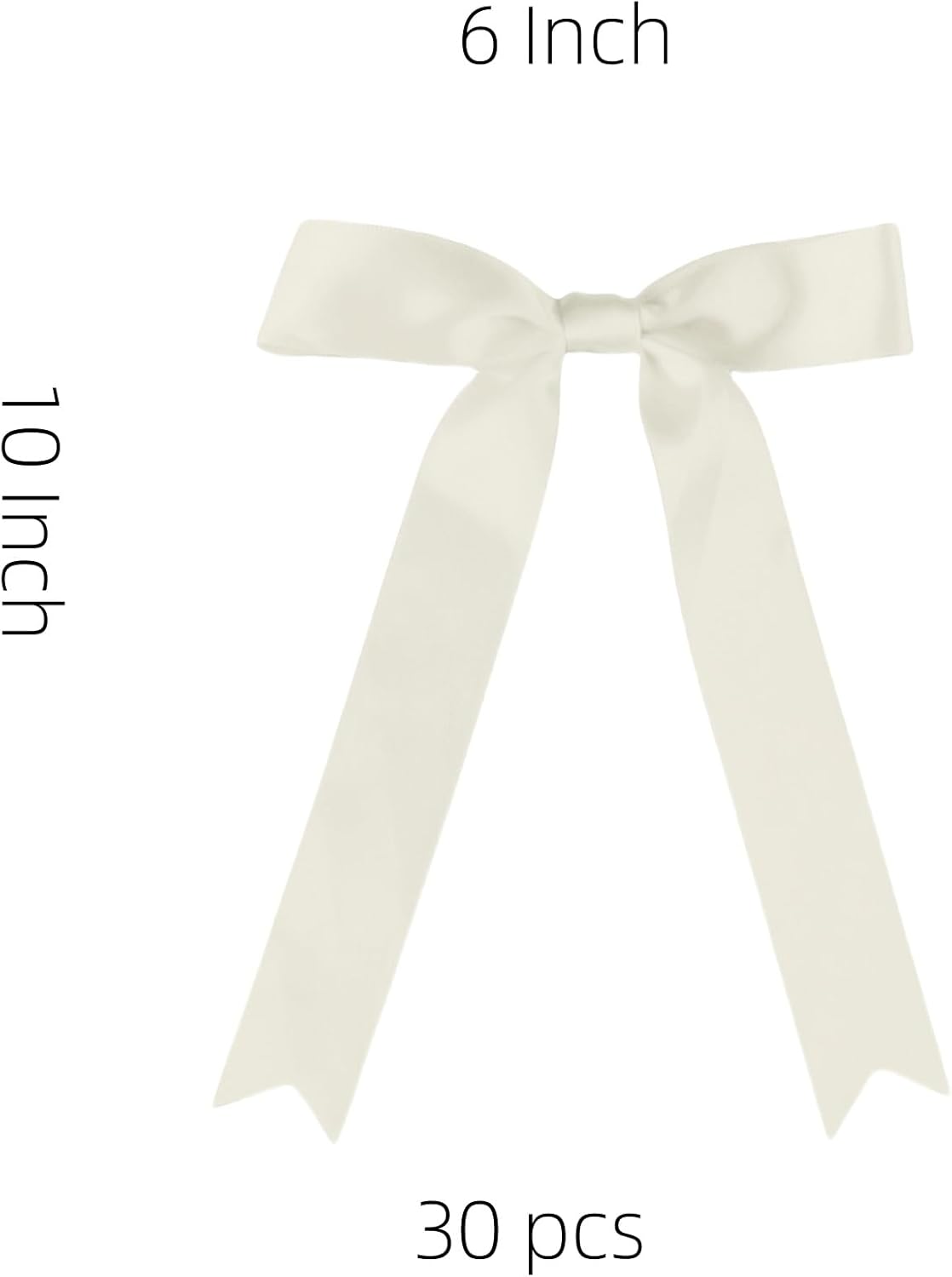 30 Pcs Ivory Satin Bows 6 X 10 Inch Premade Bows with Twist Tie for Wedding Florist Decor, Cake Pops,Christmas Tree & Gift Wrapping(Ivory)