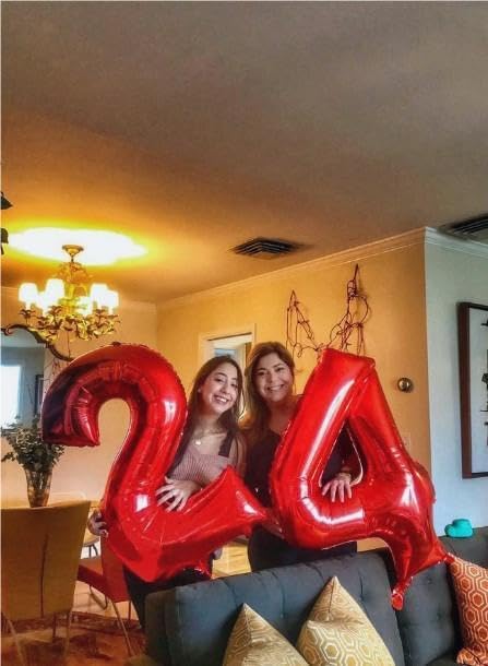 Red Number 24 42 Balloon 40 Inch Birthday Decorations, Number 24 Balloon Birthday Party Decorations, Anniversary Decorations Graduations Party Supplies