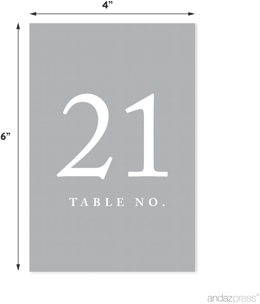 Andaz Press Gray Table Numbers 21-40, 4x6-Inches for Wedding & More