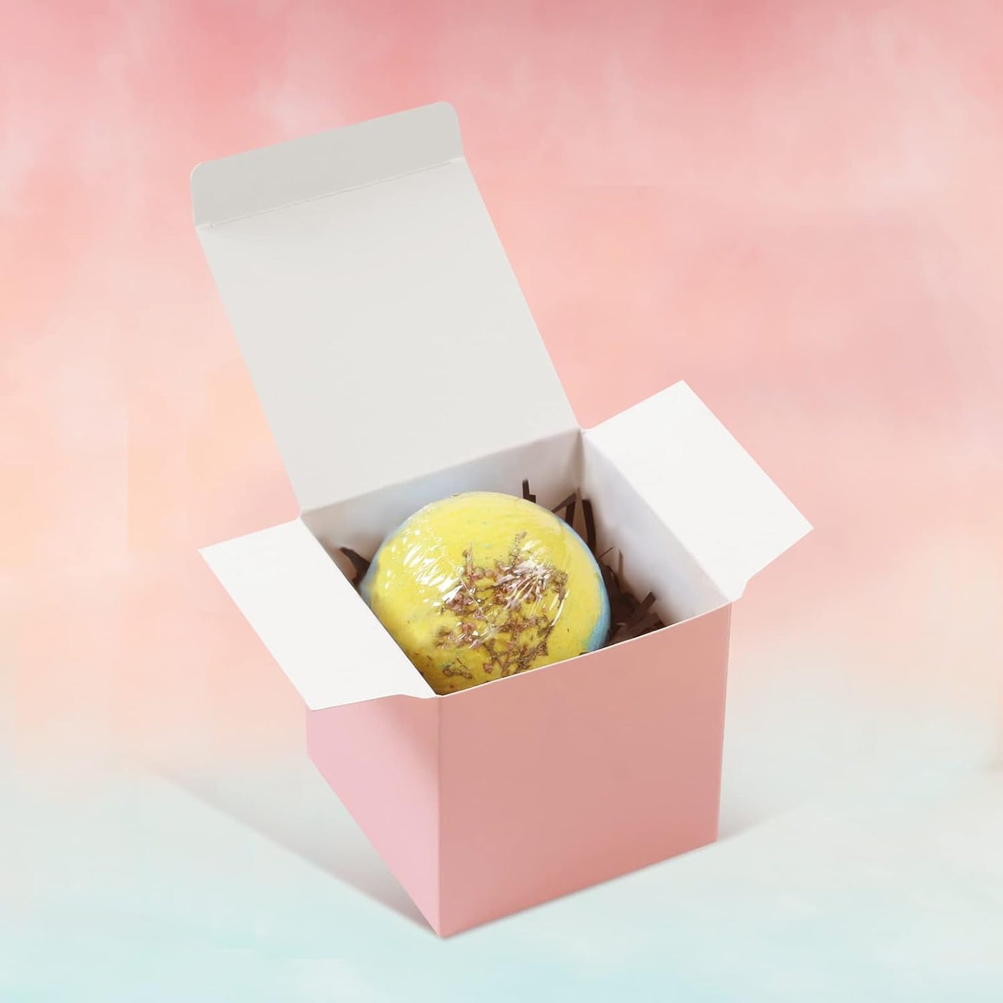 COTOPHER 100pcs Wedding Favor Boxes, Paper Gift Boxes 3x3x3 Inches Small Gift Boxes with Ribbons Small Boxes for Gifts, Crafting, Cupcake, Candy, Bridesmaid Proposal Boxes,Easy Assemble Boxes (Pink,