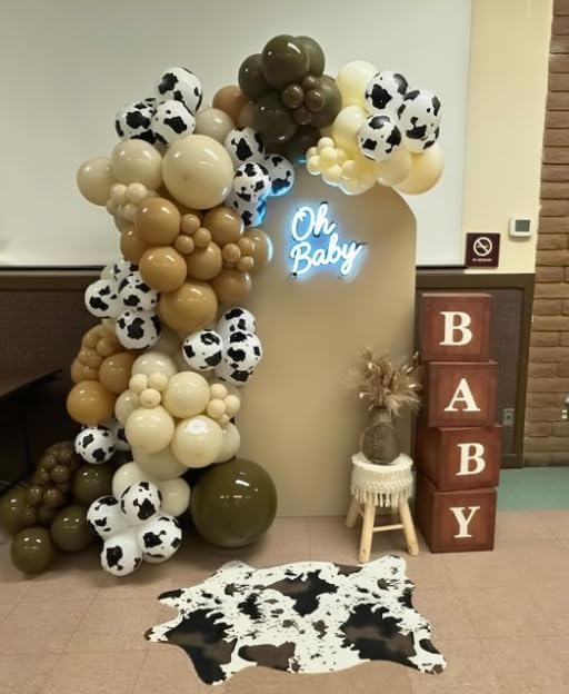 Brown Cow Balloons, 50 Pcs Cow Print Balloons, 12 Inch Dark Brown Coffee Nude Tan Neutral Gold Confetti Balloons Helium for Cowboy Cowgirl Birthday Baby Shower Farm Animal Western Party Decorations