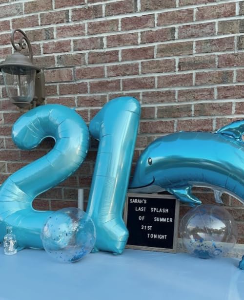 Pearl Blue 1 Number Balloon 40 inch, Number 1 Birthday Balloon for Boy Girl, Pearl Blue Foil One Balloon for 1st 10 11 12 16 18 Birthday Party, Anniversary Celebration Number Balloons Decorations