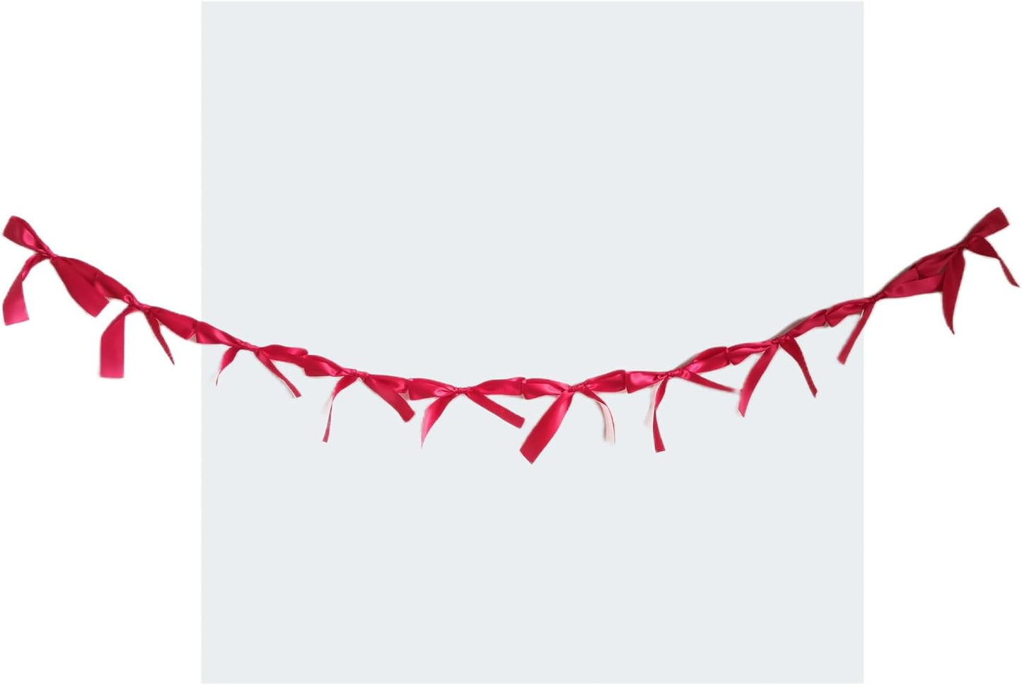 Pre-Assembled Red Bow Garland | Double Side Satin Silk Bow Banner 6FT+ 3ft Extend Ribbon for Coquette Birthday Bridal Shower & Bachelorette Party,Read to Hanging (Red, 6ft)