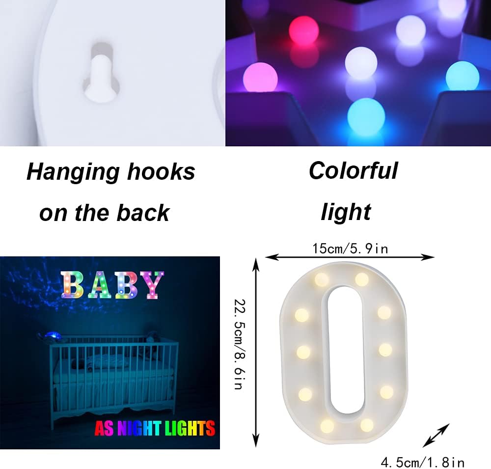 Light Up Colorful LED Marquee Letter lights, 18 Colors Changing Alphabet Letters Sign with Remote Timer for Night Light Girls Bedroom Wedding Birthday Party Lamp Christmas Home Bar Decor- Colorful O