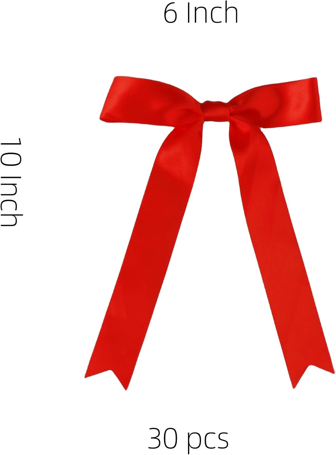 30 Pcs Red Satin Bows 6 X 10 Inch Premade Bows with Twist Tie for Wedding Florist Decor, Cake Pops,Christmas Tree & Gift Wrapping(Red)