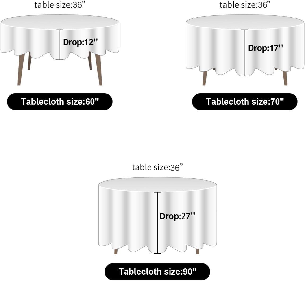 Ascoza 2pack 60 Inch White Rectangular Tablecloth in Polyester Fabric for Wedding/Banquet/Restaurant/Parties