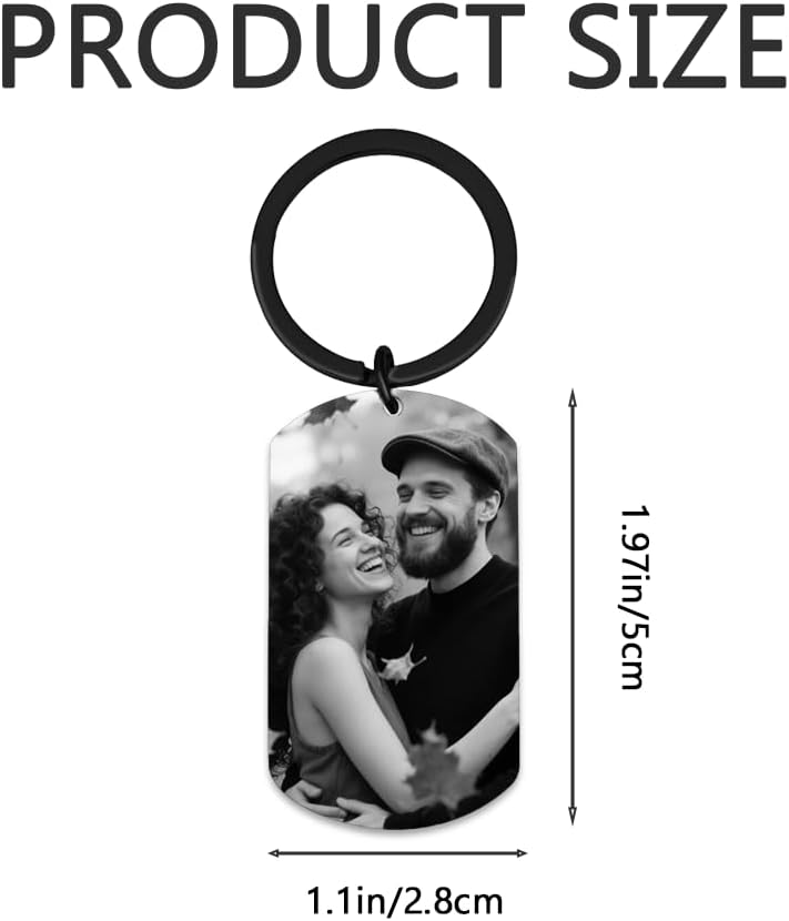 Personalised Keyring with Custom Photo & Text - Gift for Mum, Dad, Him, Her, Grandparents, Family