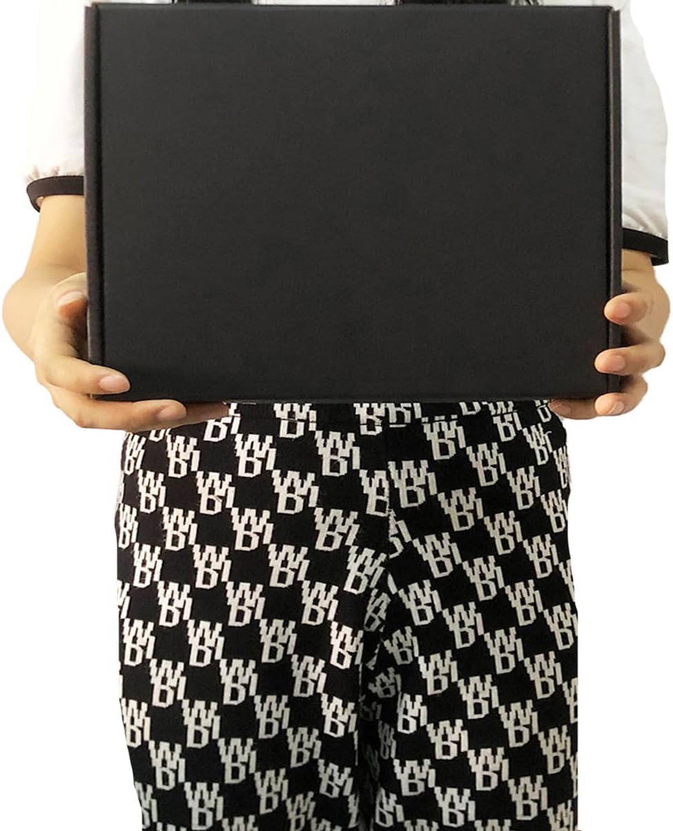 24 Pack 13x10x2 Inches Black Shipping Boxes,3 Layers Corrugated Cardboard Box, Mailer Boxes for Packaging Mailing Gifts Digest Book Giving ProductsWrap Boxes with Lids (13''x10''x2'')