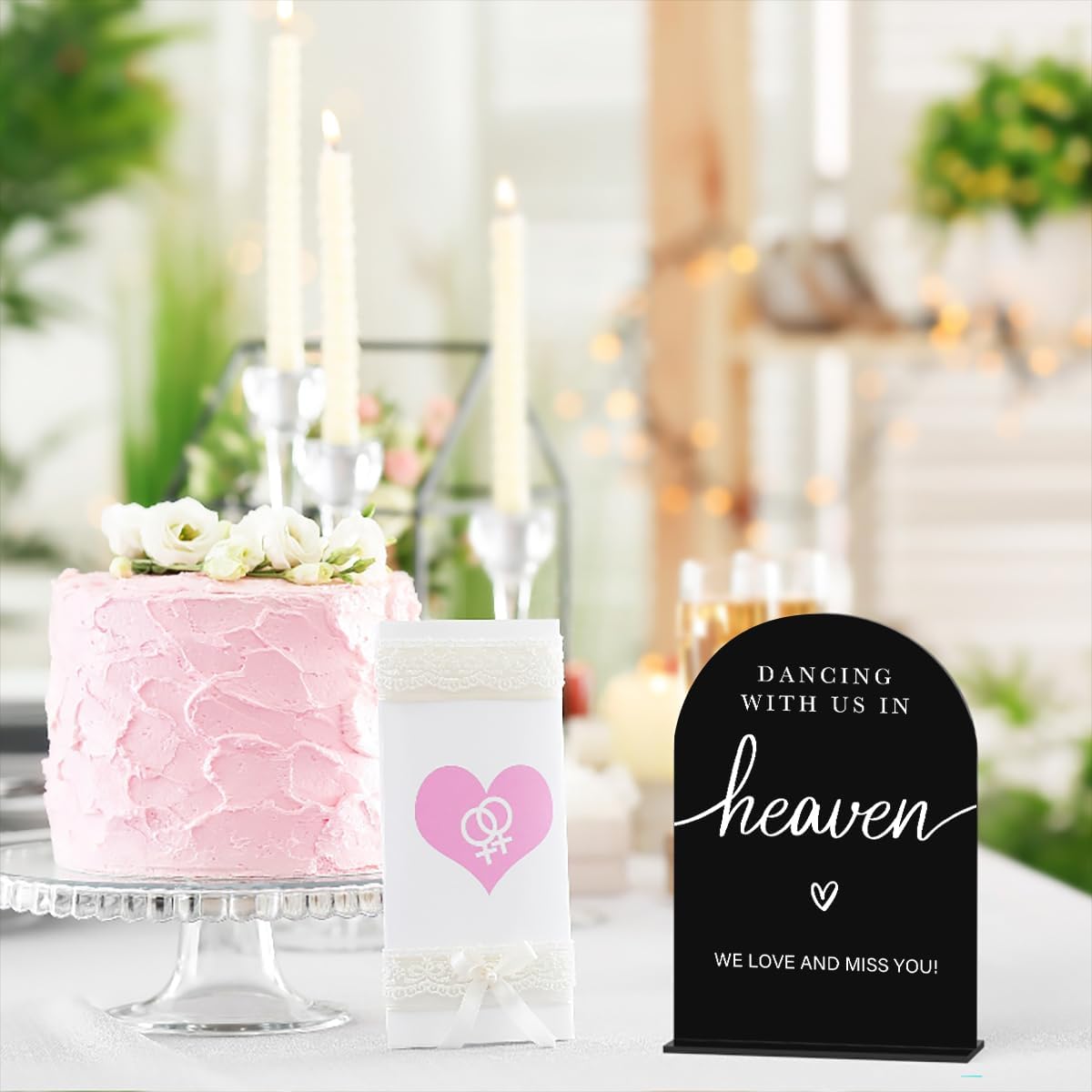 Acrylic Wedding Sign Dancing With Us In Heaven Sign for Wedding Wedding Signs for Ceremony Modern Calligraphy Arch Acrylic Table Top Sign for Wedding Reception and Event Party Table(black)