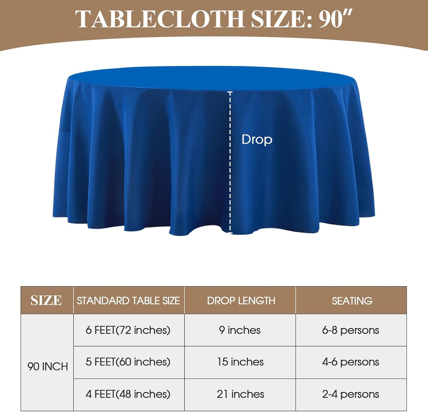 Round Tablecloth 2 Pack 90 Inch Royal Blue Tablecloths Washable Decorative Linen Polyester Table Clothes Cover for Dining Table Banquets Buffet Parties and Wedding