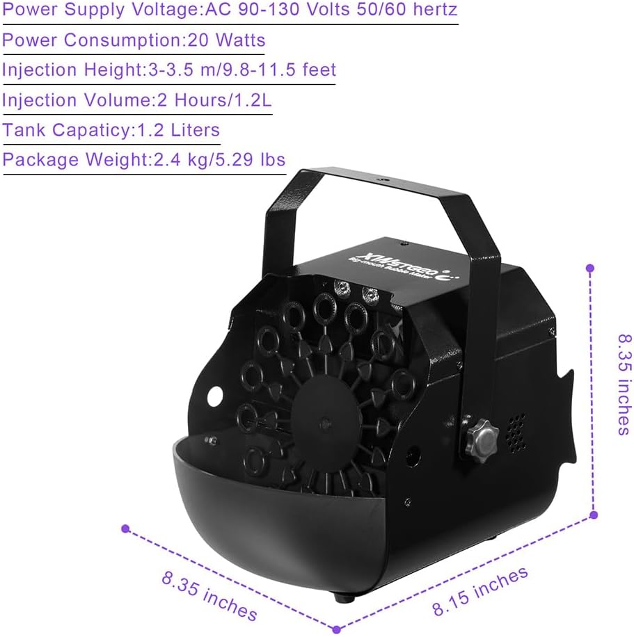 Stage Bubble Machine with Lights, Wireless Remote - Perfect for Weddings, Commercial Performances, Parties, and Carnivals
