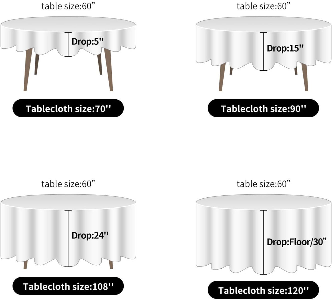 Ascoza 2pack 108 Inch Willow Round Tablecloth in Washable Polyester Fabric for Wedding/Banquet/Restaurant/Parties