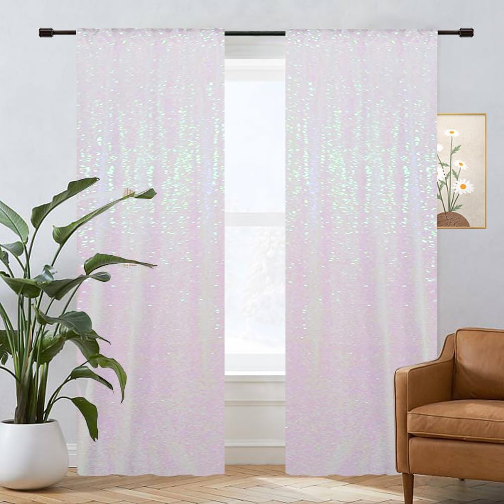 Eternal Beauty Sequin Backdrop Curtains, 2x8 Ft-2 Panels White Iridescent Back Drop for Shimmer Photography Party Wedding Birthday Decor