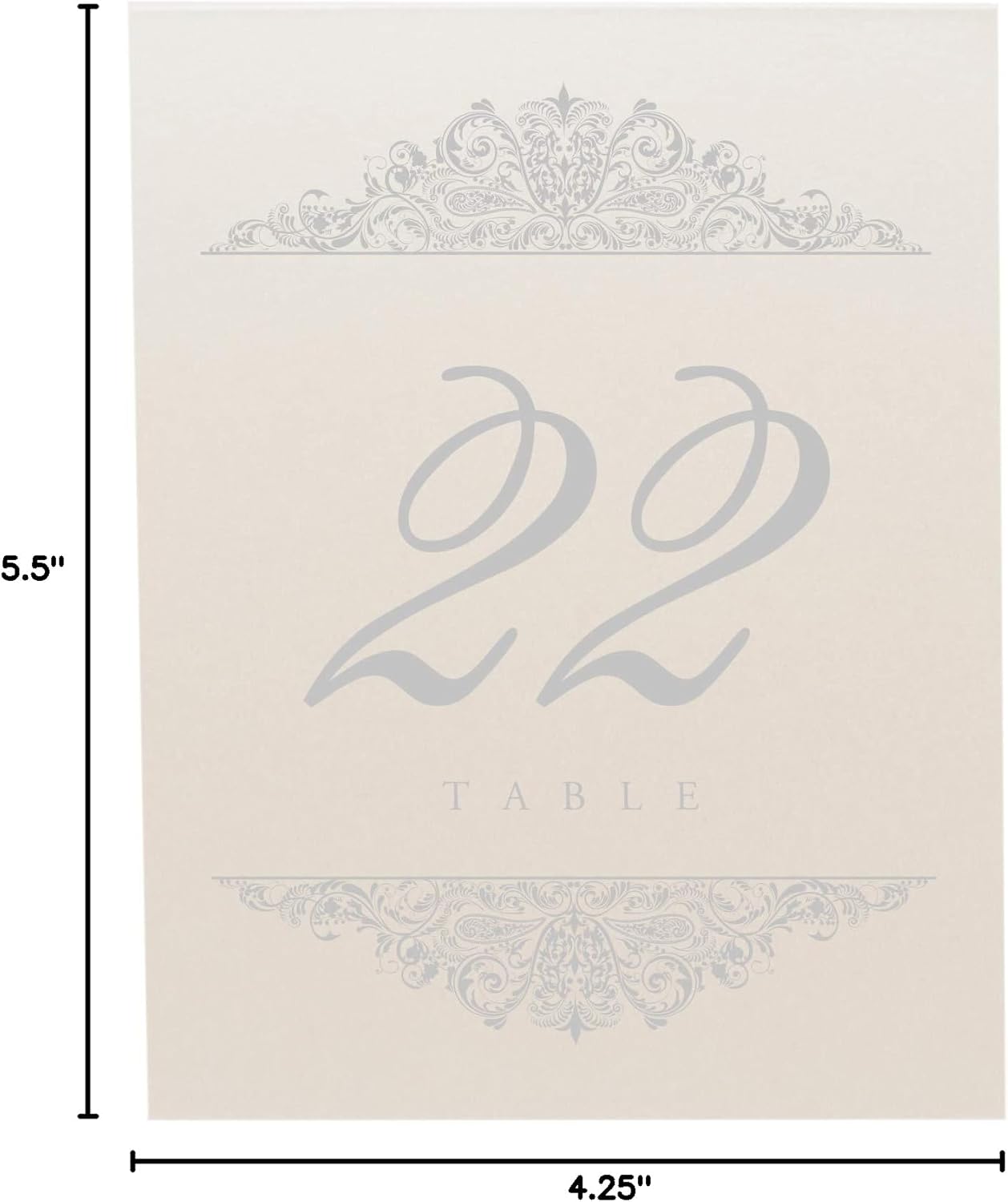 Paisley Wedding Table Numbers (Select Color/Quantity), Champagne, Silver, 1-175, Double Sided, Tent or Use in a Stand, Great for Parties & Restaurants - Made in the USA