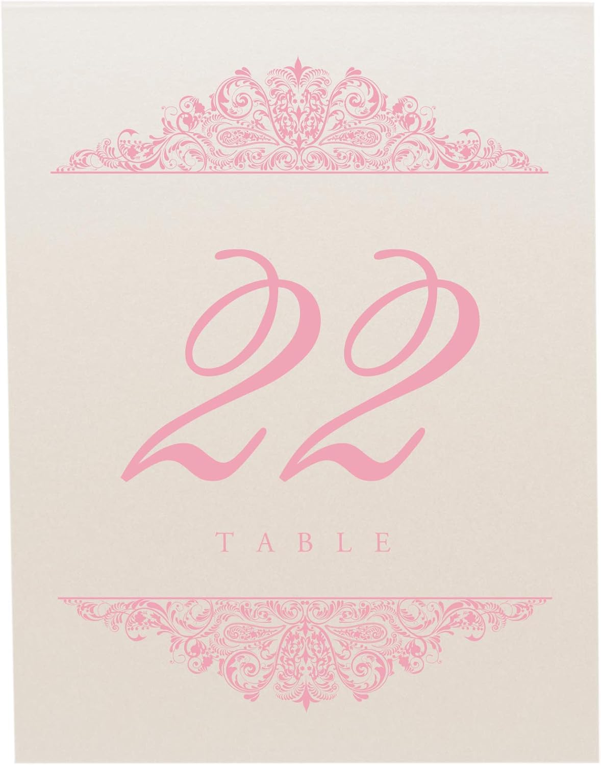 Paisley Wedding Table Numbers (Select Color/Quantity), Champagne, Pink, 1-200, Double Sided, Tent or Use in a Stand, Great for Parties & Restaurants - Made in the USA