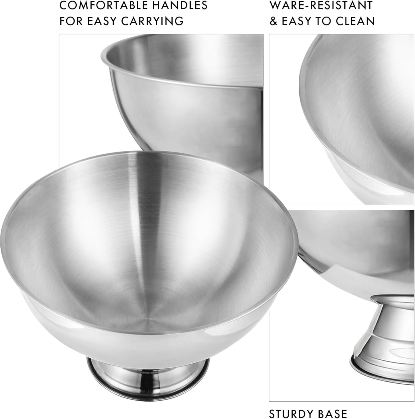 12L Silver Large Ice Bucket for Parties - 16"x16"x10" Huge Punch Bowl with Ladle - Stainless Steel Bucket for Cocktail Bar - Lightweight Champagne Bucket with Scoop