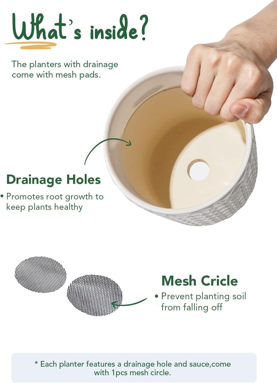 LE TAUCI Ceramic Pots for Plants, 5.4 Inch Plant Pots with Drainage Hole and Saucer, Indoor Plant Pots for Succulent, Snake Plants and Cactus, Flower Pots, Set of 2, Reactive Glaze White