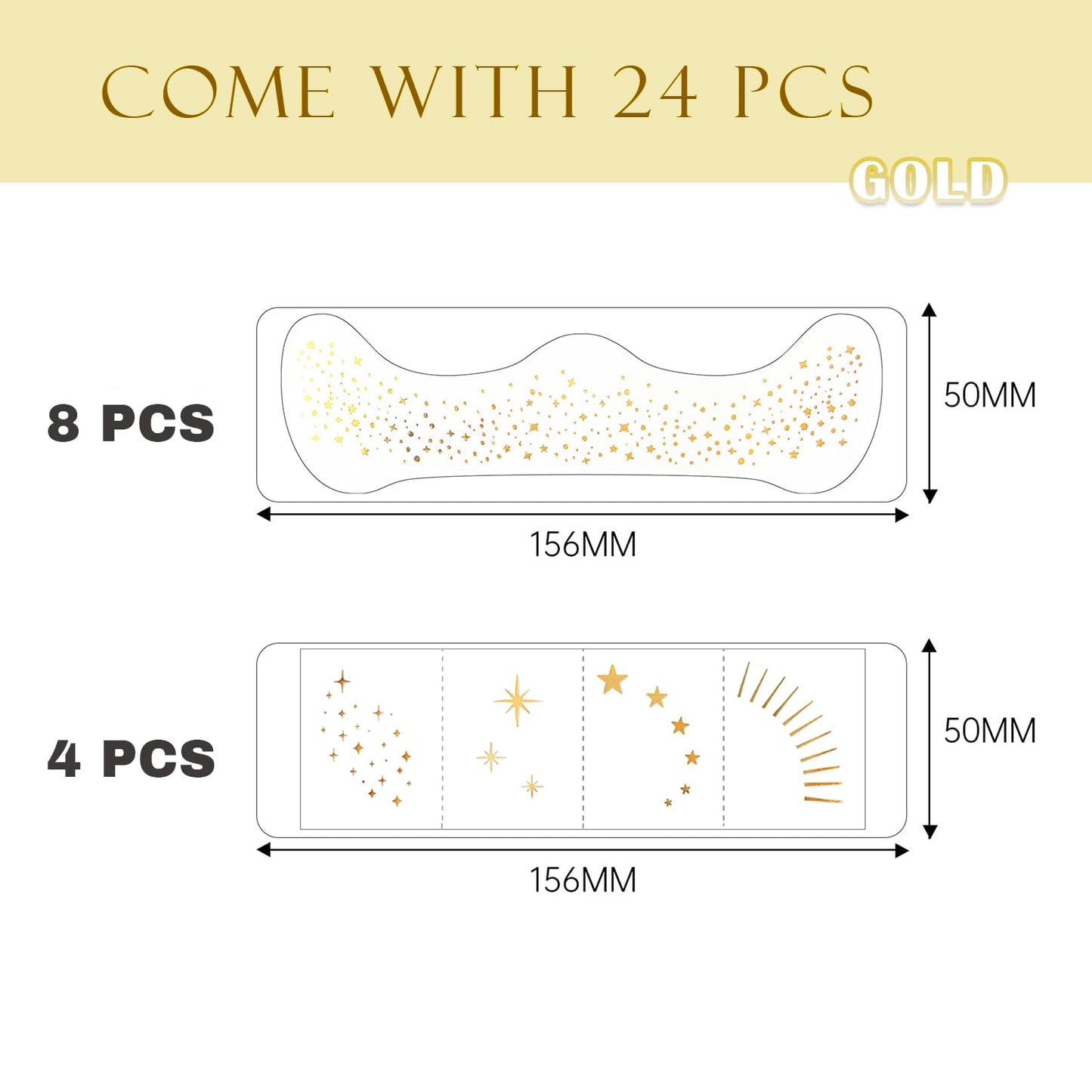 Glitter Freckles Face Tattoo - 24PCS Waterproof Gold Temporary Sparkle Patches for Women, Glow Up Makeup (Gold)