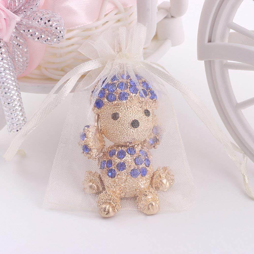 Wudygirl 100pcs Drawstring Organza Bags 5 x 7 Inch Ivory Packaging Seashell Pin Jewelry Lipstick Pouches Baby Shower Party Wedding Favor Decoration Cookies Candy Favor Bags(Ivory 5x7'')