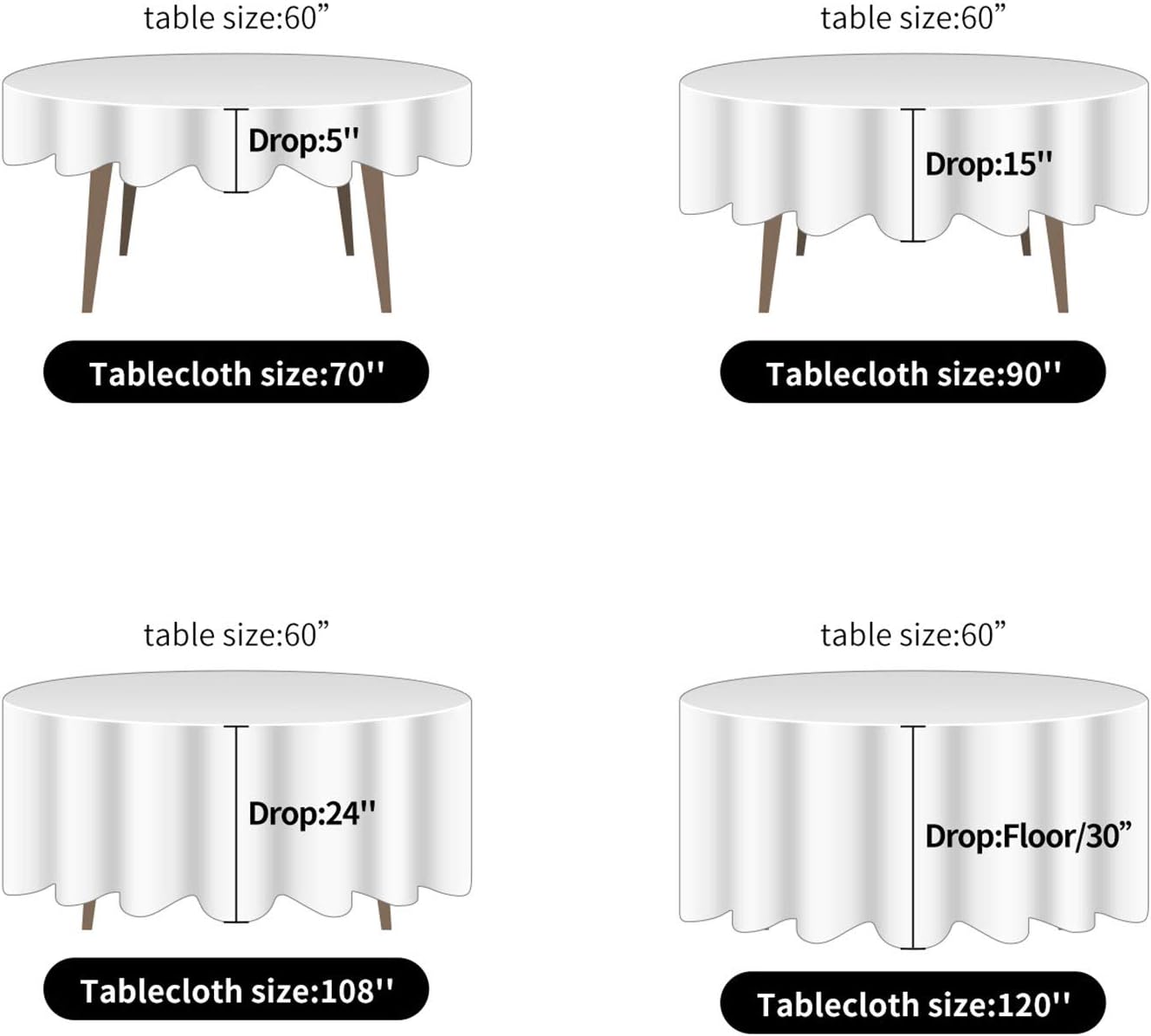 Ascoza 12pack 70 Inch Ivory Round Tablecloth in Polyester Fabric for Wedding/Banquet/Restaurant/Parties