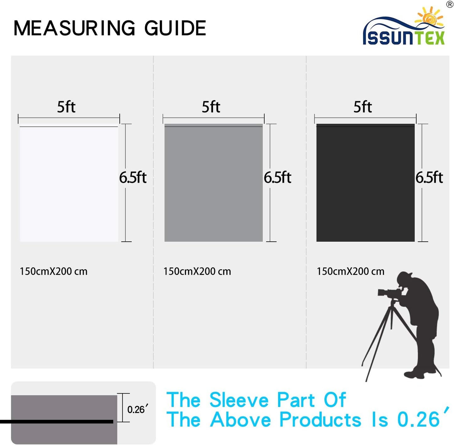 ISSUNTEX 5X6.5 ft Gray Background Backdrop,Photo Studio,Collapsible High Density Screen for Video Photography and Television