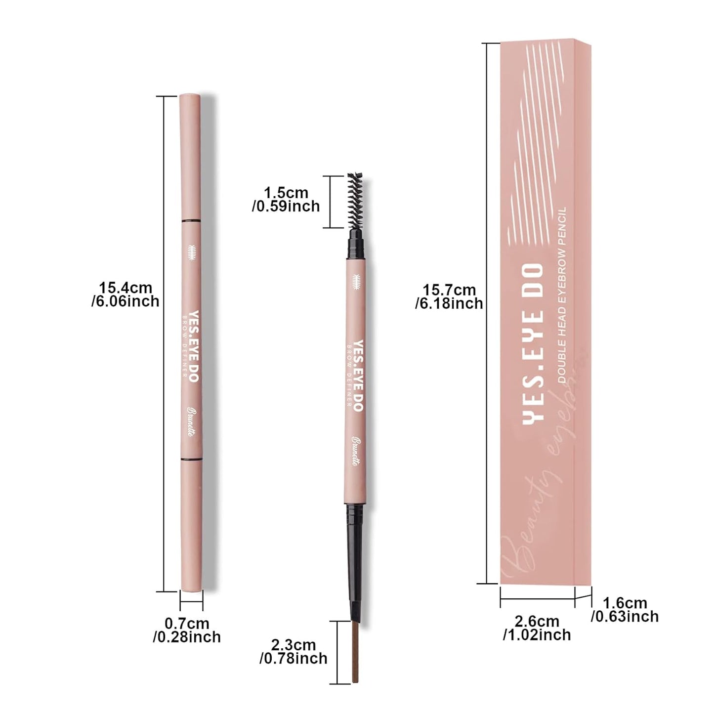 Eyebrow Pencil Brown, Ultra Slim Micro Eyebrow Filler Pen with Spoolie, Waterproof Precision Brow Pencil with Double Head for Brow Laminaion, Create Flawless & Natural Brows, Chestnut, YES.EYE DO