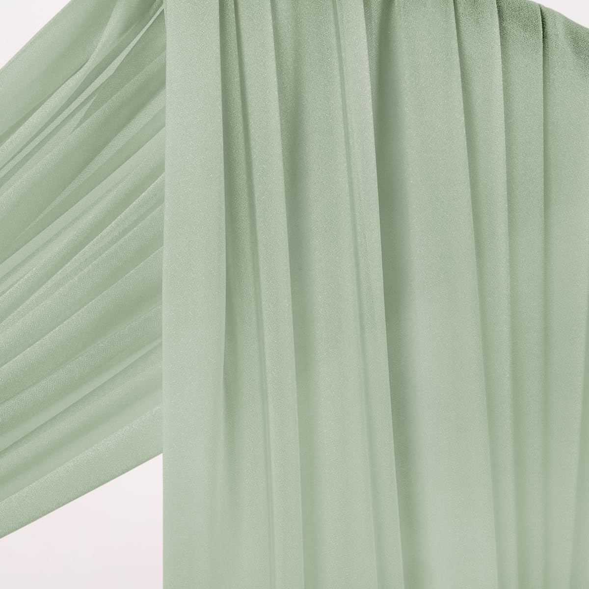 Socomi Sage Green Sheer Wedding Arch Draping Fabric 29" x 20Ft 4 Panels Outdoor Curtain Drapes Extra Long for Bridal Baby Shower Ceremony Birthday Party Decor