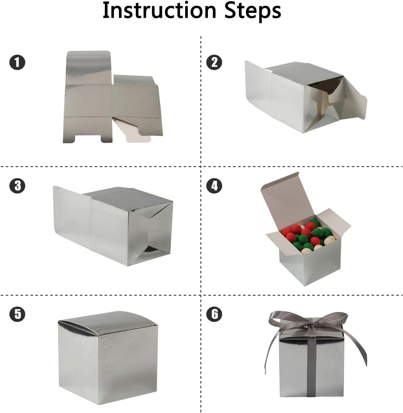 COTOPHER 25pcs Wedding Favor Boxes, Paper Gift Boxes 3x3x3 Inches Small Gift Boxes with Ribbons Small Boxes for Gifts, Crafting, Cupcake, Candy, Bridesmaid Proposal Boxes