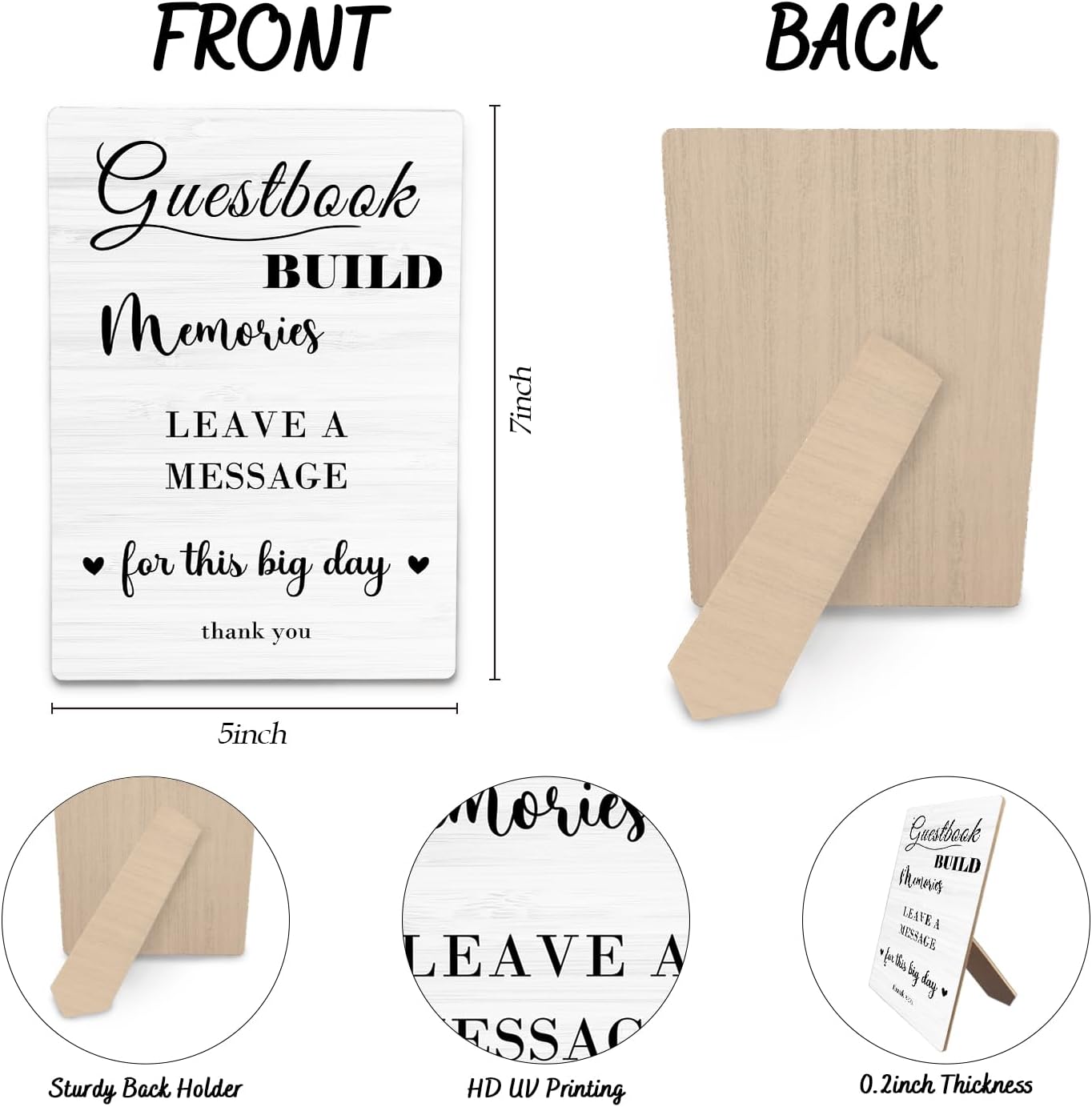 Guestbook Sign, Wedding Guestbook Wooden Sign Stand 5x7inch, Message Guest Book Wedding Sign Stand, Wedding Signs for Reception, Wedding Table Decorations, Wedding Table Sign