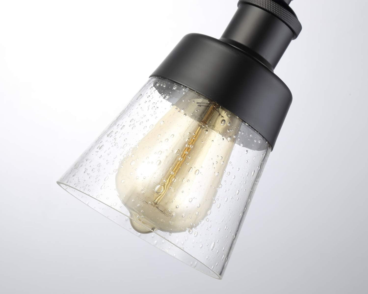 Fivess Lighting Industrial Glass Semi Flush Mount Ceiling Light, Black, 9.45x4.72x4.72 inches, Seeded Shade, for Kitchen, Hallway, Bedroom etc.