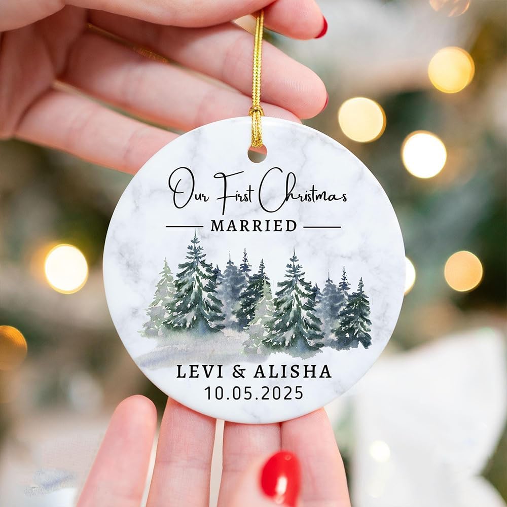 GABITA Personalized First Christmas Married Keepsake, First Christmas Married Ornament 2025, Decorations for New Couple, Married Ornament Calendar Gift 6